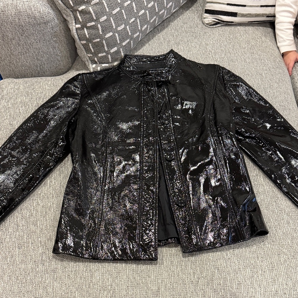Glossy Black Women's Leather Jacket